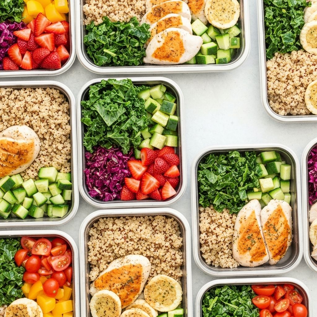 Healthy meal planning with fresh vegetables and fruits